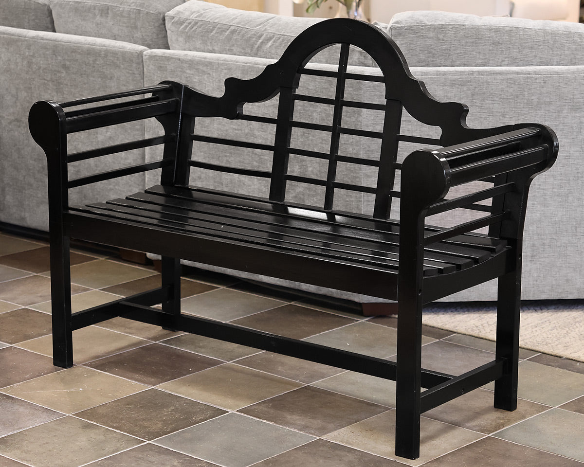 Black Rolled Arm Wooden Bench