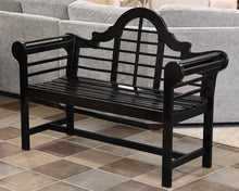Black Rolled Arm Wooden Bench