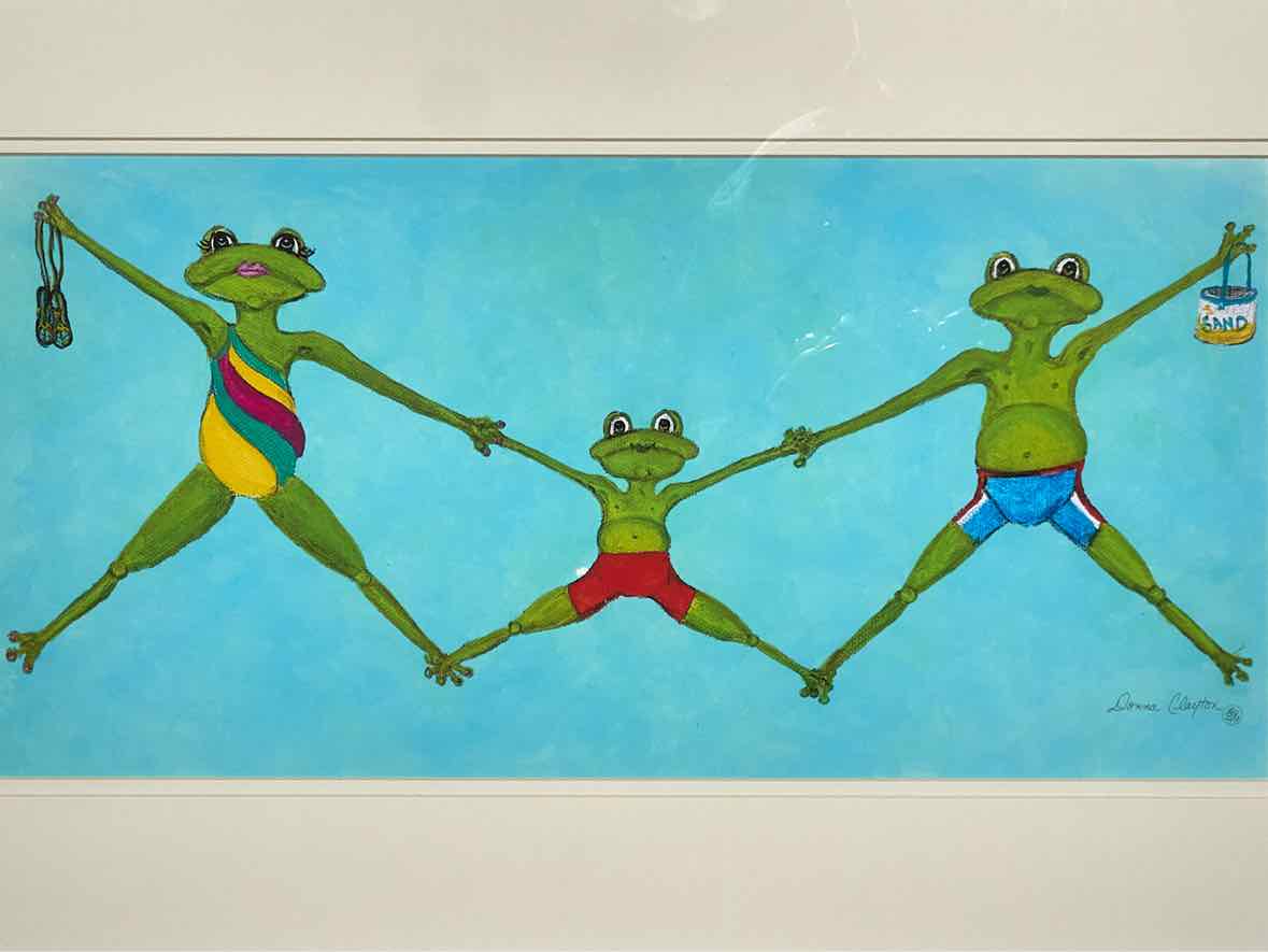 'Summer Splash IV' White Frame Double Matted Watercolor Print