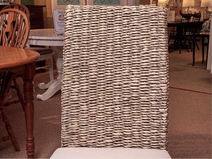 Set of 6 Whitewashed Banana Leaf Side Dining Chairs