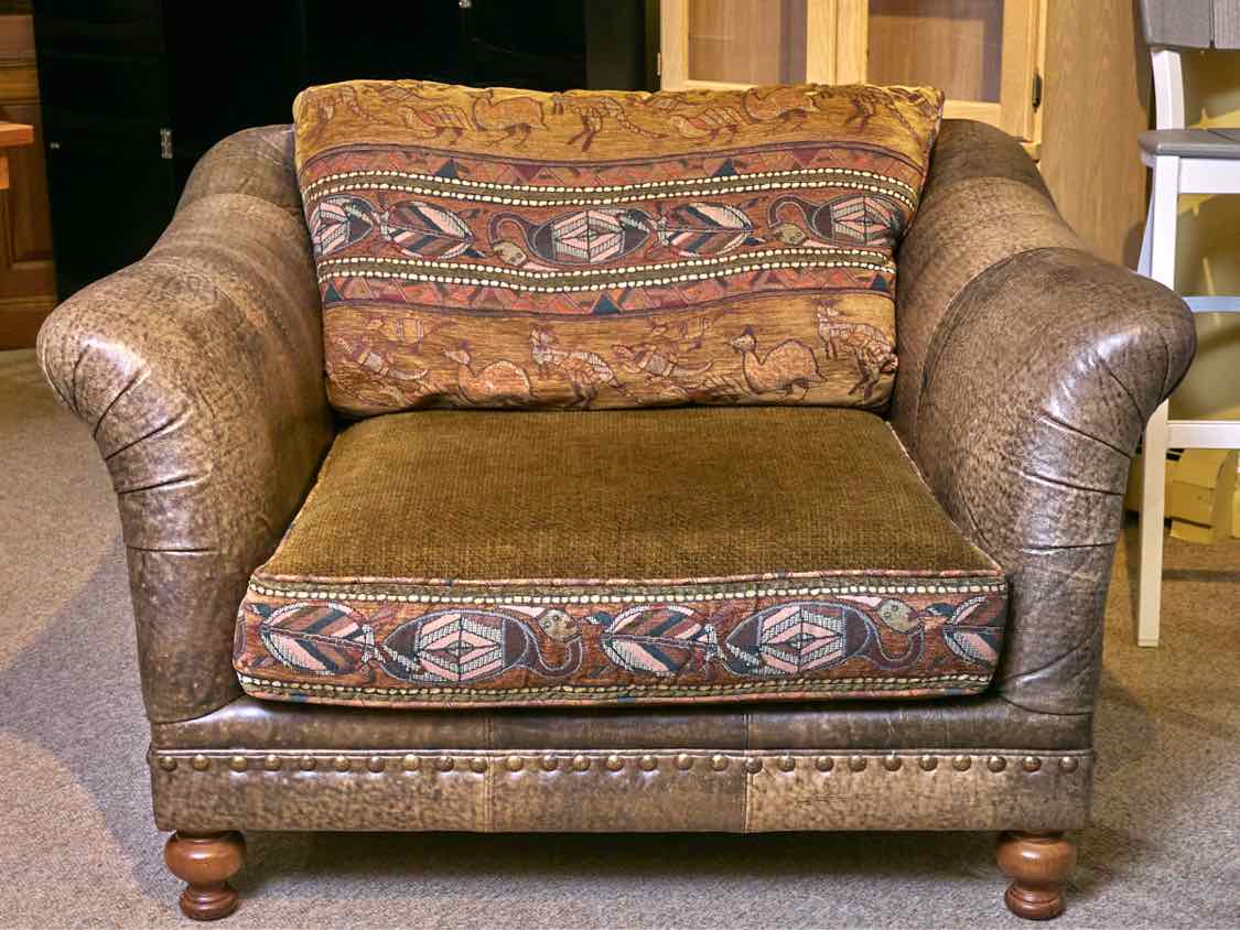 Century Furniture 'Southwestern  Leather & Upholstered  Chair & Ottoman