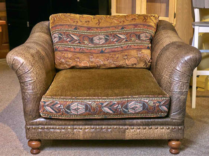 Century Furniture 'Southwestern  Leather & Upholstered  Chair & Ottoman