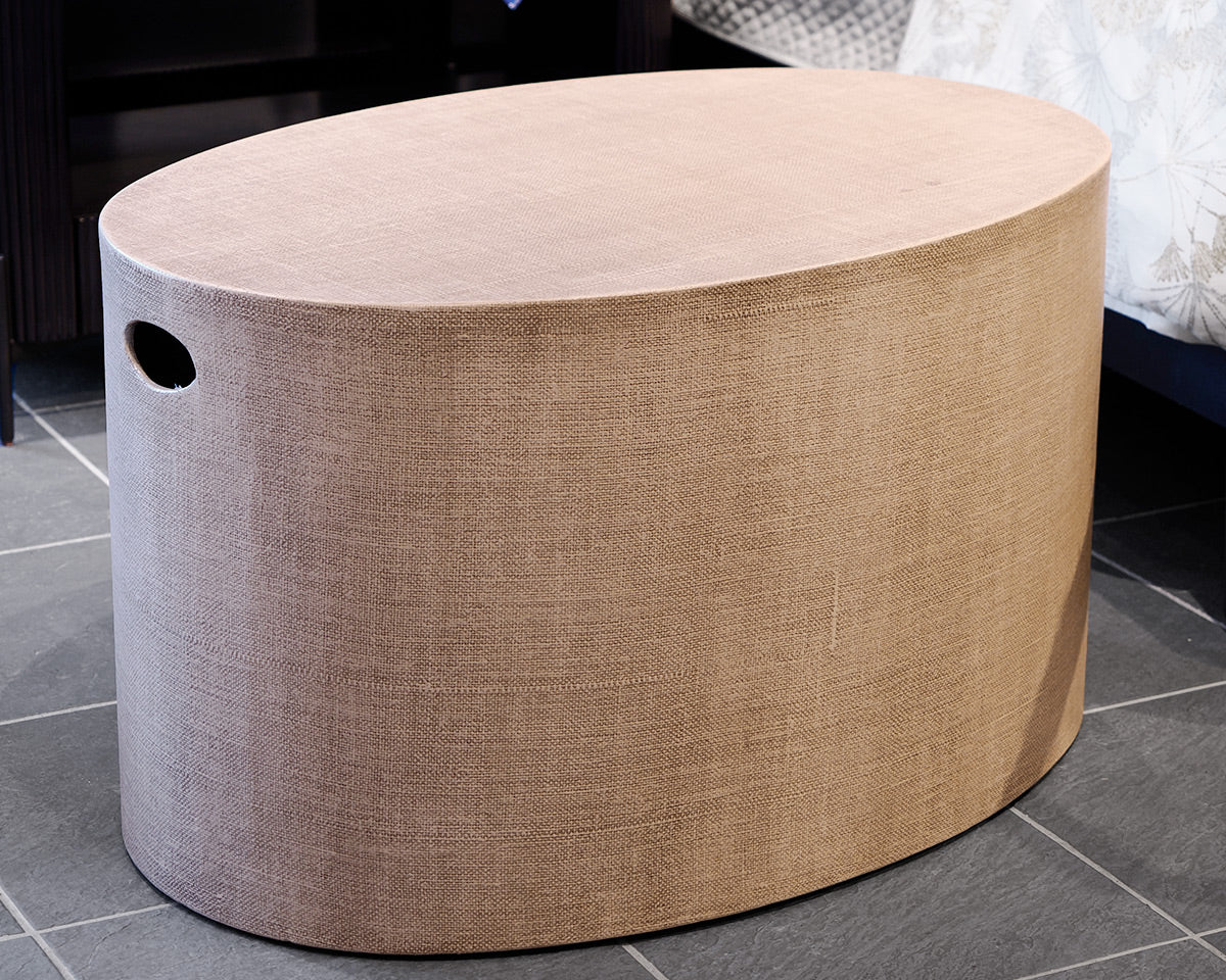 Oval Linen Wrapped Cocktail Table