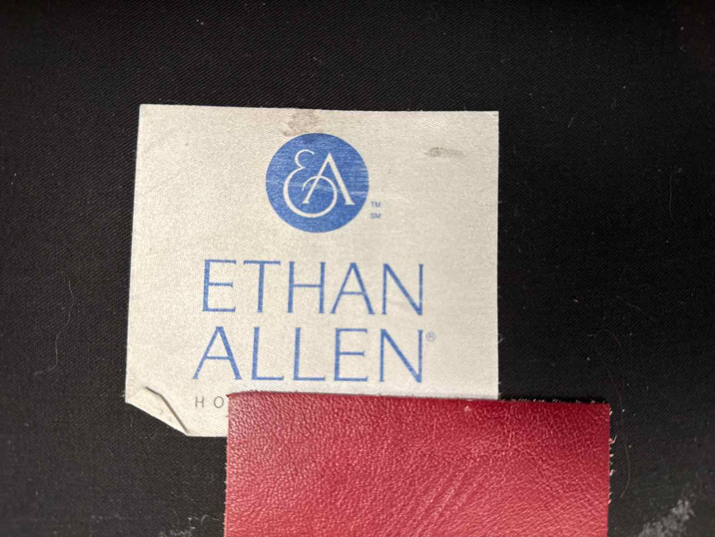 Ethan Allen Crimson Leather Arm Chair & Ottoman
