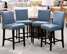 Set of 4 Crate & Barrel Lowe Ocean Leather Counter Stools