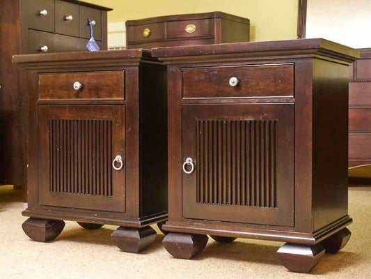 Pair Of Ligna Espresso 1 Drawer 1 Door  Nightstands