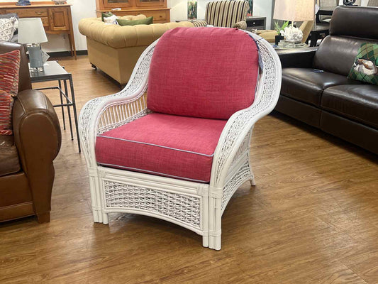 White Wicker Arm Chair