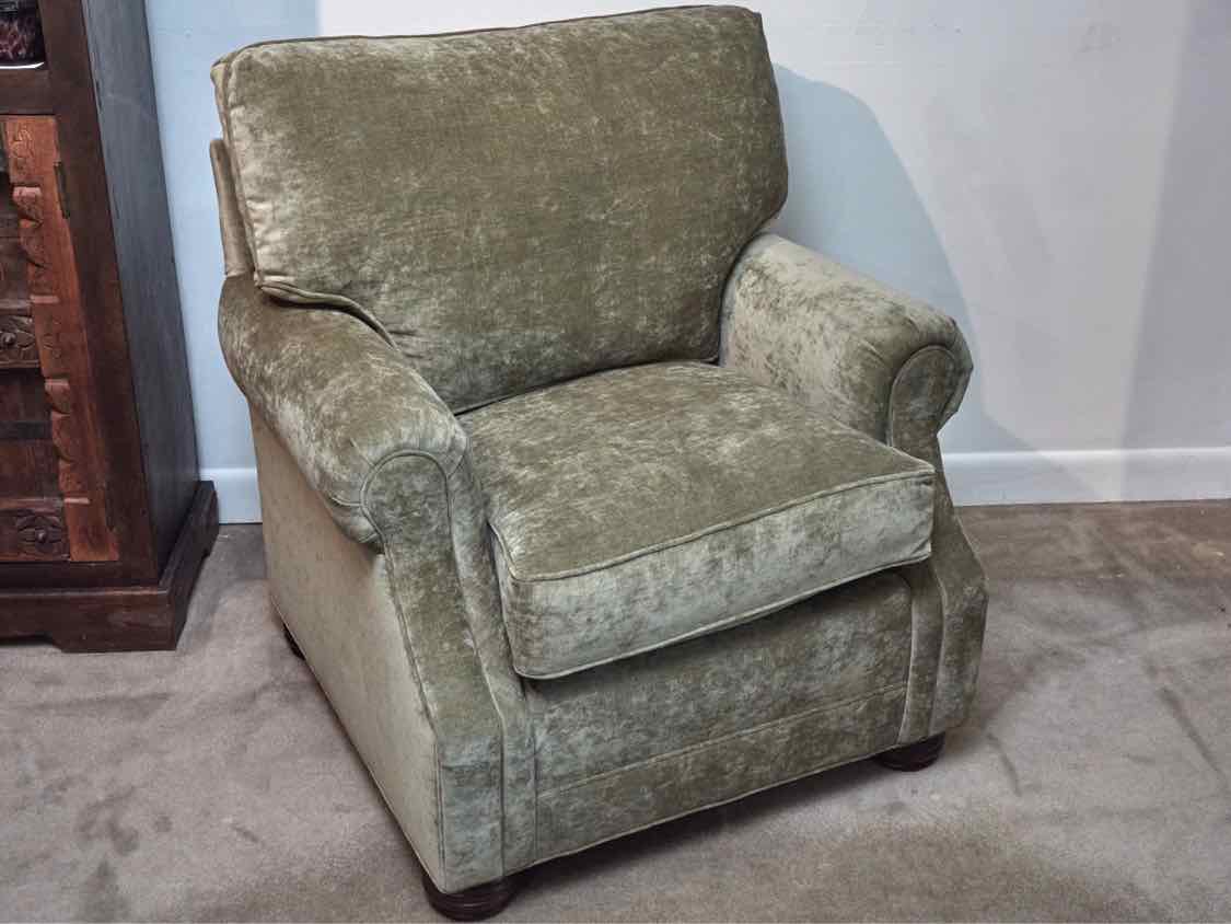 Pair Of Templeton Furniture 'Moss Green'   Performance Velvet Chairs