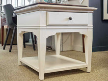 Single Drawer Side Table with Driftwood Finish Top and White Base