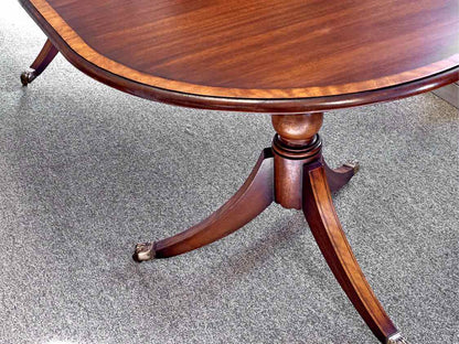 Benchmade Mahogany Double Pedestal Dining Table with Tulip Wood Border