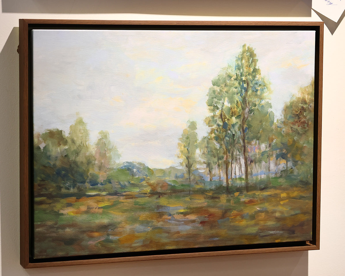 "Hidden Leaves II" Giclee Print on Canvas in Walnut Float Frame