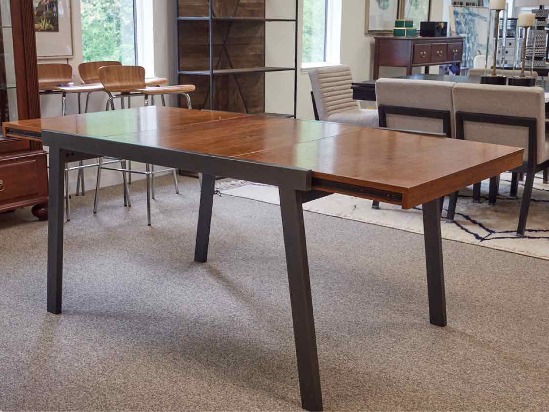 CB2 Metal & Cherry Dining Table W/ Leaf