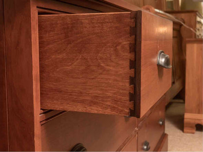 Mission Style Cherry 8 Drawer Dresser with Mirror