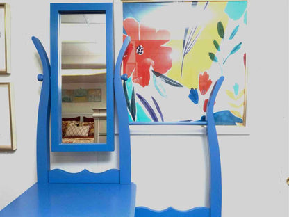 'Periwinkle Blue'  Finish 3 DrawerWith Attached Mirror & Towel Rack Dresser