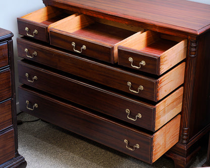 Mahogany 6-Drawer Dresser with Brass Pulls