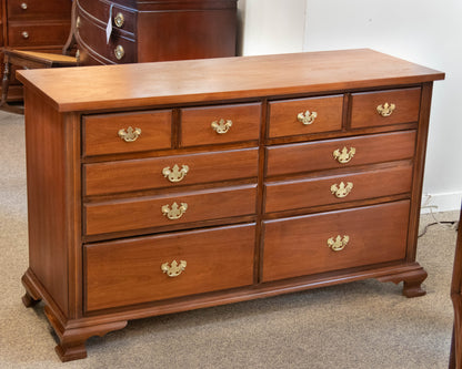 Dixie Forest Walnut 6 Drawer Dresser W/ Chippendale Brass Hardware