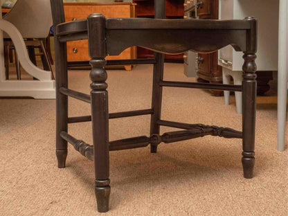 Set Of 6  Distressed Black Finish  Fan Back  Dining Chairs