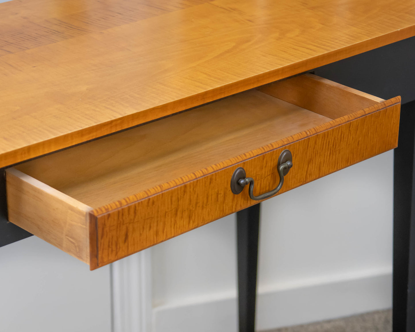 Black Console W/ Tiger Maple Top