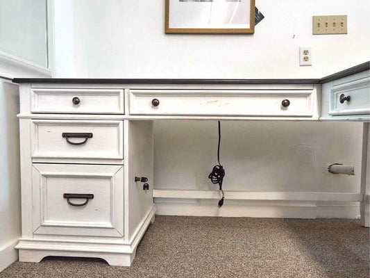 Liberty Furniture Allison Park L Shaped Desk w/Charcoal Top & White Base