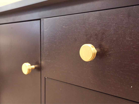 Black Console with 2 Doors & 3 Drawers with Brass Knobs