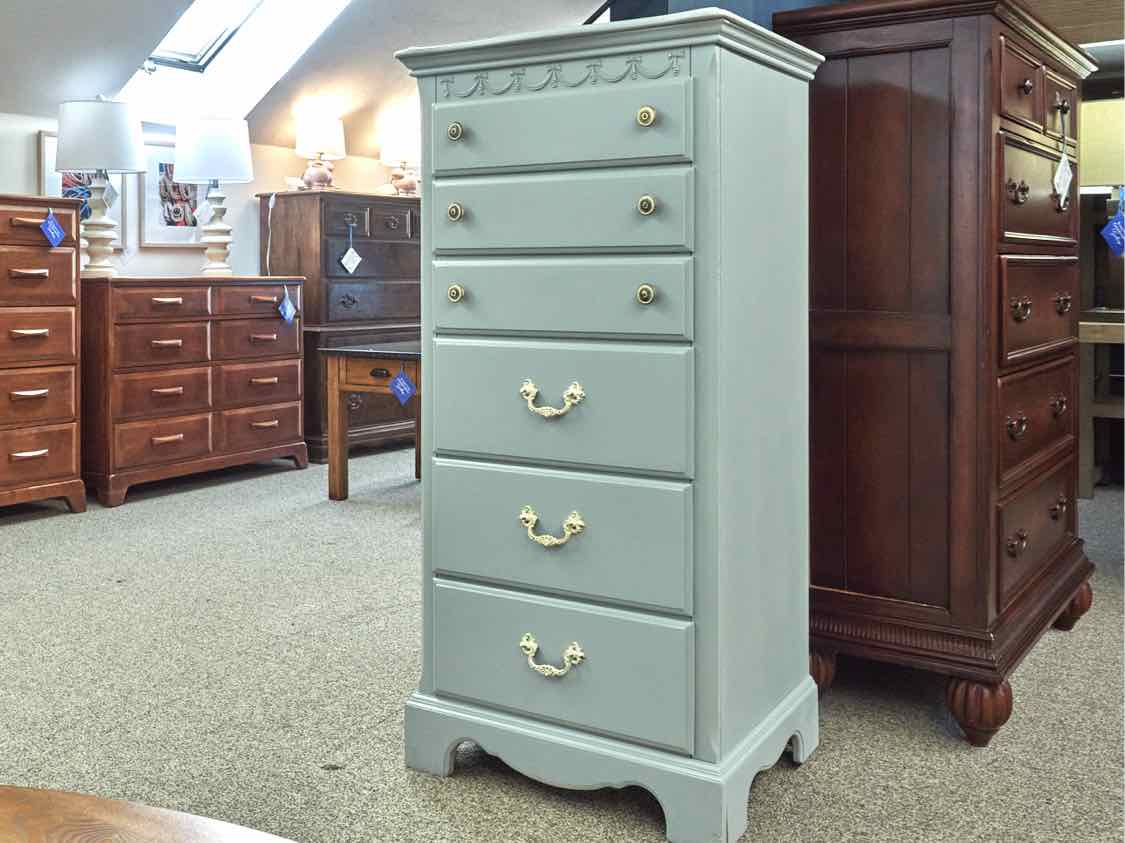French Provincial Lingerie Chest in 'Arctic' Blue Finish