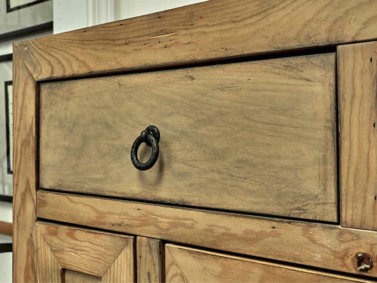Pine 4-Door Sideboard with Wrought Iron Pulls