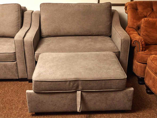 Chair and Half Graphite Grey Upholstery with Pull-out Otoman