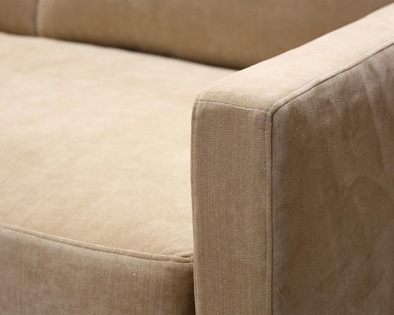 Bernhardt 90" Skirted Bench Cushion Sofa in Sand Strie Velvet
