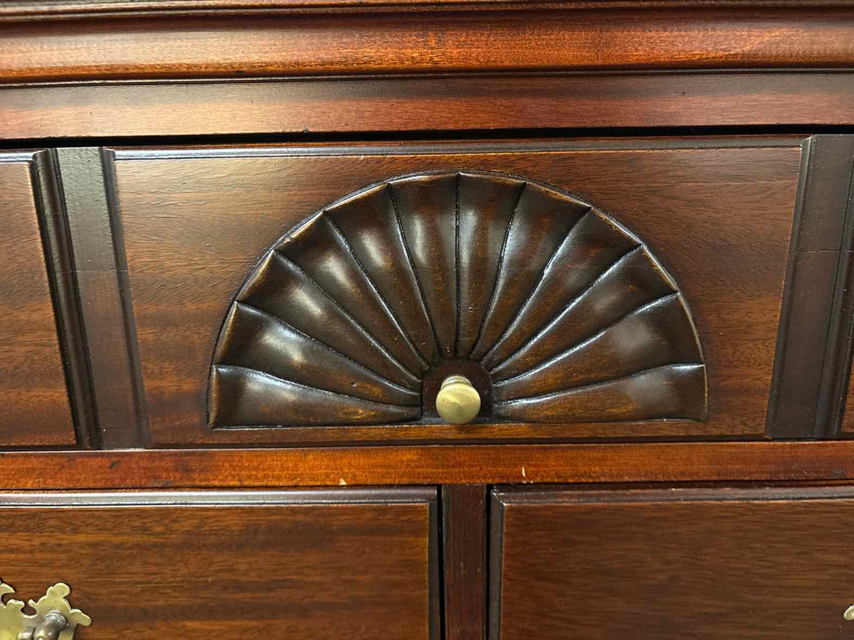Solid Mahogany Chippendale Chest-on-Chest  With Brass Hardware