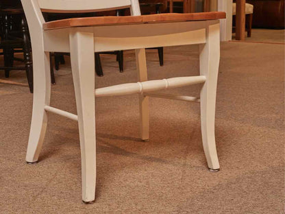 Maple Top Cream Finish Pedestal Table & Leaf & 4 Chair Set