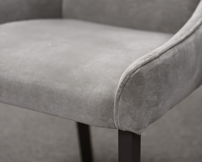 Pair of Ligne Roset Long Island Contemporary Dining Chairs in Grey Velvet