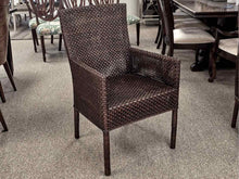 Set of  Six Crate & Barrel Dark Natural  Rattan Arm Chairs