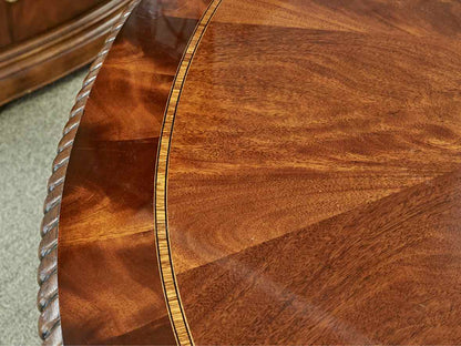 Double Pedestal Inlaid Mahogany Oval Dining Table