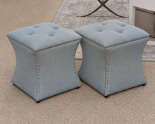 Pair of Blue Grey Storage Ottomans