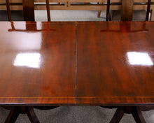 Baker Mahogany Double Pedestal Banded Dining Table