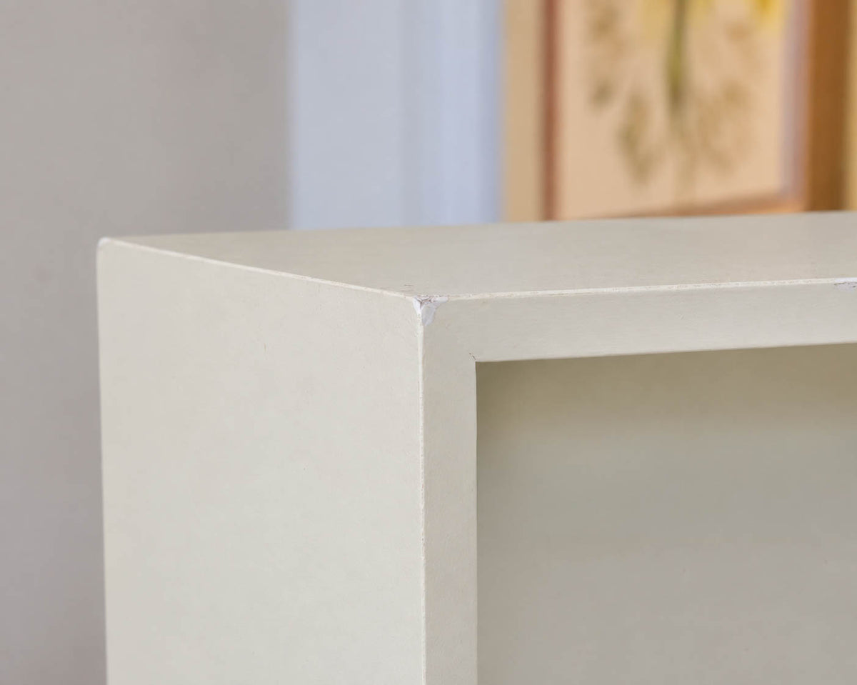 Solid Wood Bookcase in Off White Finish with 3 Adjustable Shelves