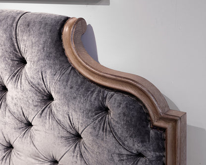 King Bed in Gray w/ Button Tufts
