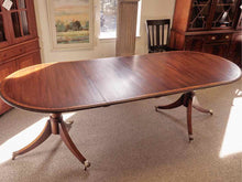Benchmade Mahogany Double Pedestal Dining Table with Tulip Wood Border