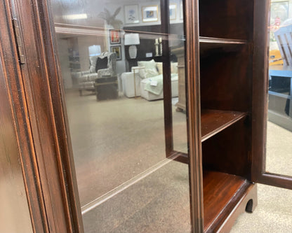 Mahogany Ribbon Glass Door Bookcase