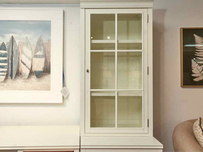 Pottery Barn Ivory Desk with 2 Glass Pane Door Tower Office Storage