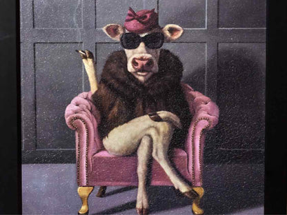 'Udder In Law'  Textured Print In Black Frame