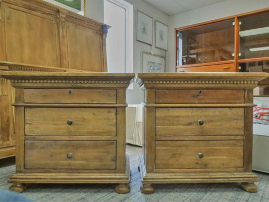 Pair of RH 'St. James 'Oak  Neoclassical 3 Drawer  Nightstands