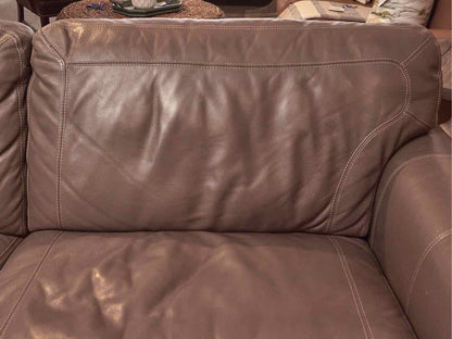 'Mole Grey' 2 Piece Leather Sofa with Nickel Nailhead Trim