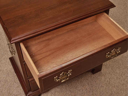Cherry Chippendale 3 Drawer Nightstand