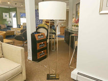Chrome Floor Lamp with Black Base with Drum Shade