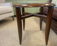 Round Contemporary Wood & Glass Side Table
