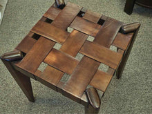 Leather Weave Square Ottoman