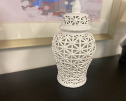 White Lattice Ginger Jar