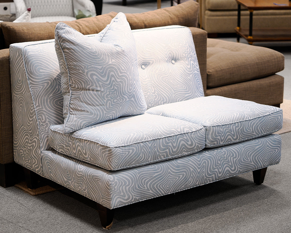 Boston Interiors Custom Blue and White Settee