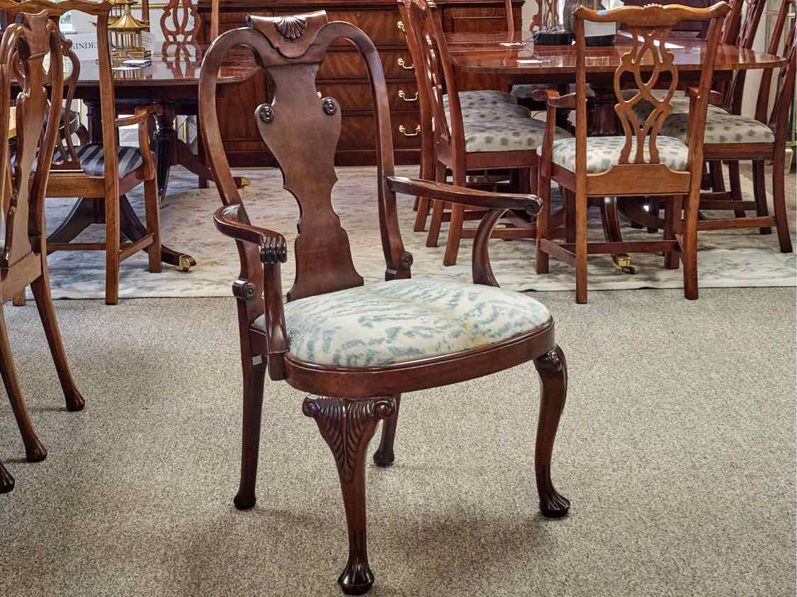 Set of Eight Baker Queen Anne Mahogany Dining Chairs